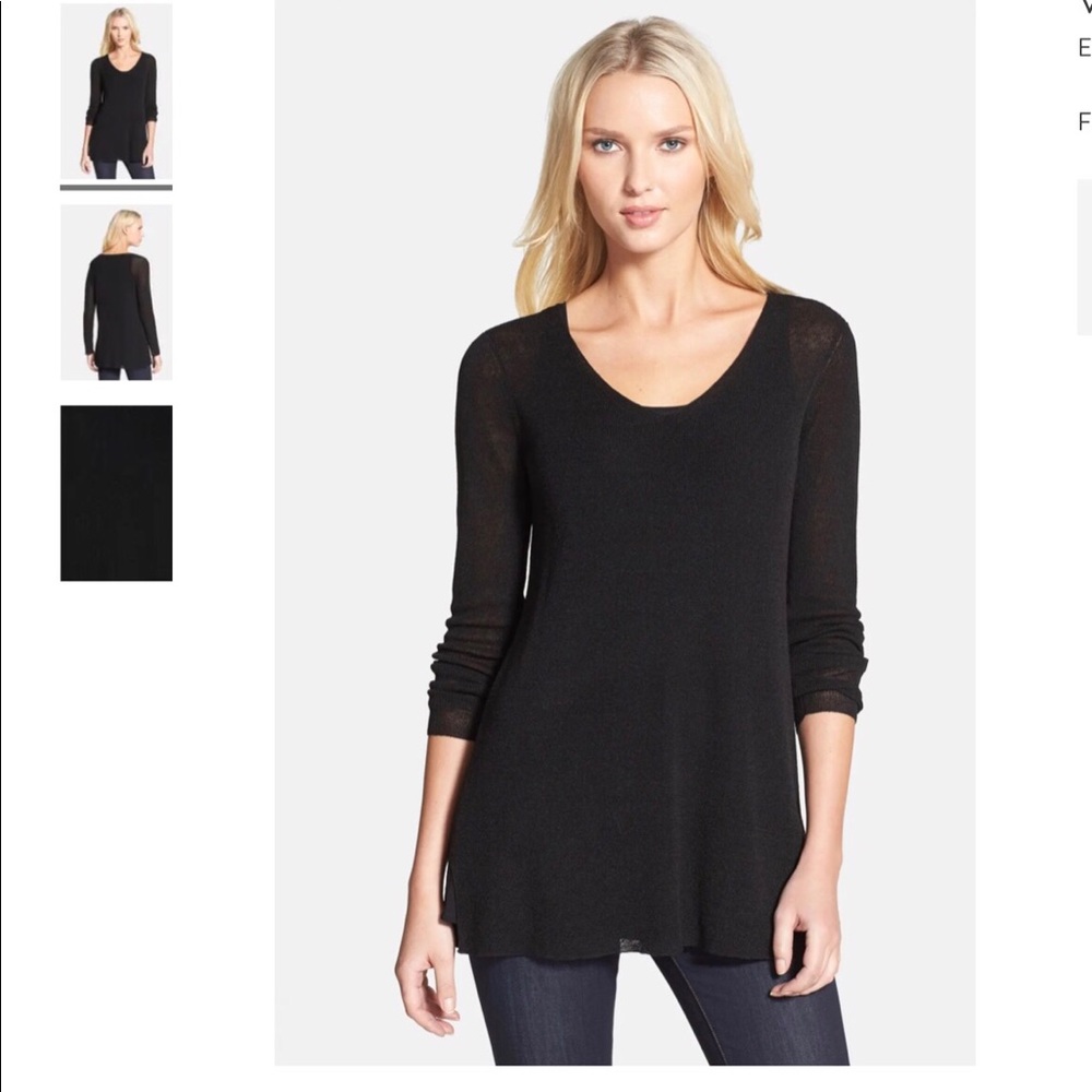 Eileen Fisher sheer tunic length sweater